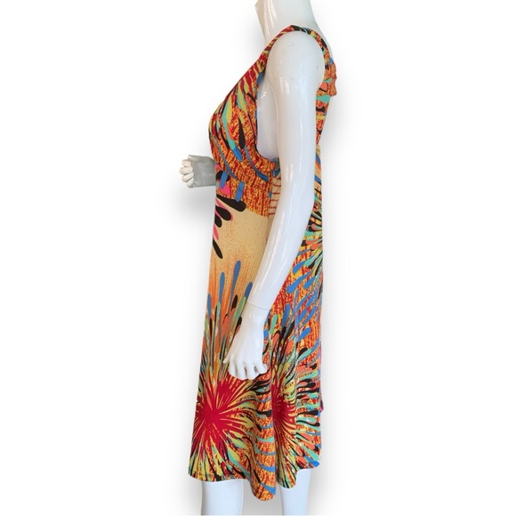 TOUCH EXPRESS MULTICOLORED FEATHER PRINT SUNDRESS. WOMEN’S SIZE XXL (20) - Picture 4 of 9